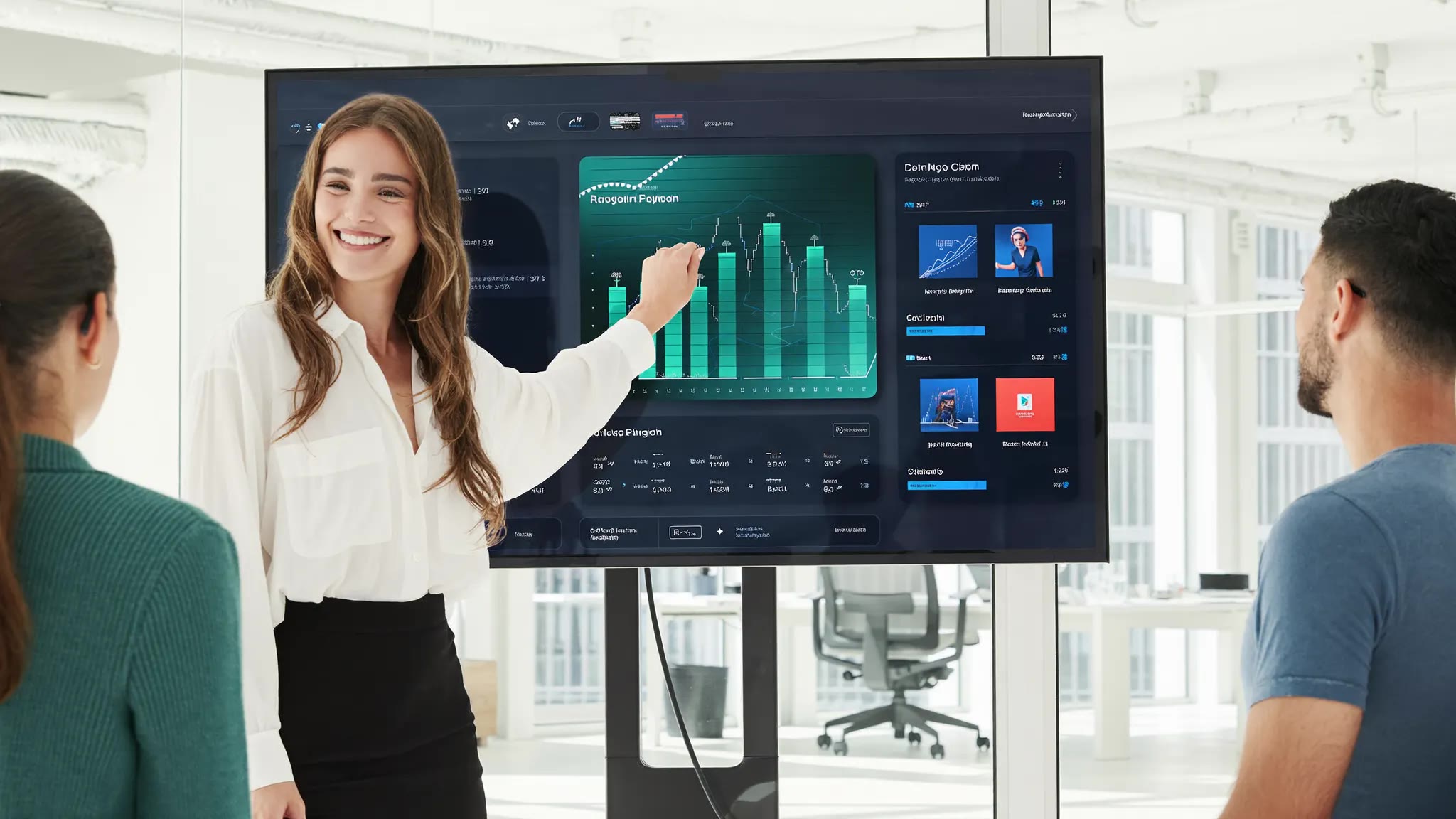 A marketing specialist presenting a campaign dashboard